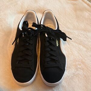 Puma Black and White Suede Sneakers